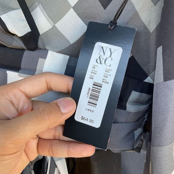 New York & Company Gabrielle Union Abstract Tie Blouse Size Large - Picture 4 of 8